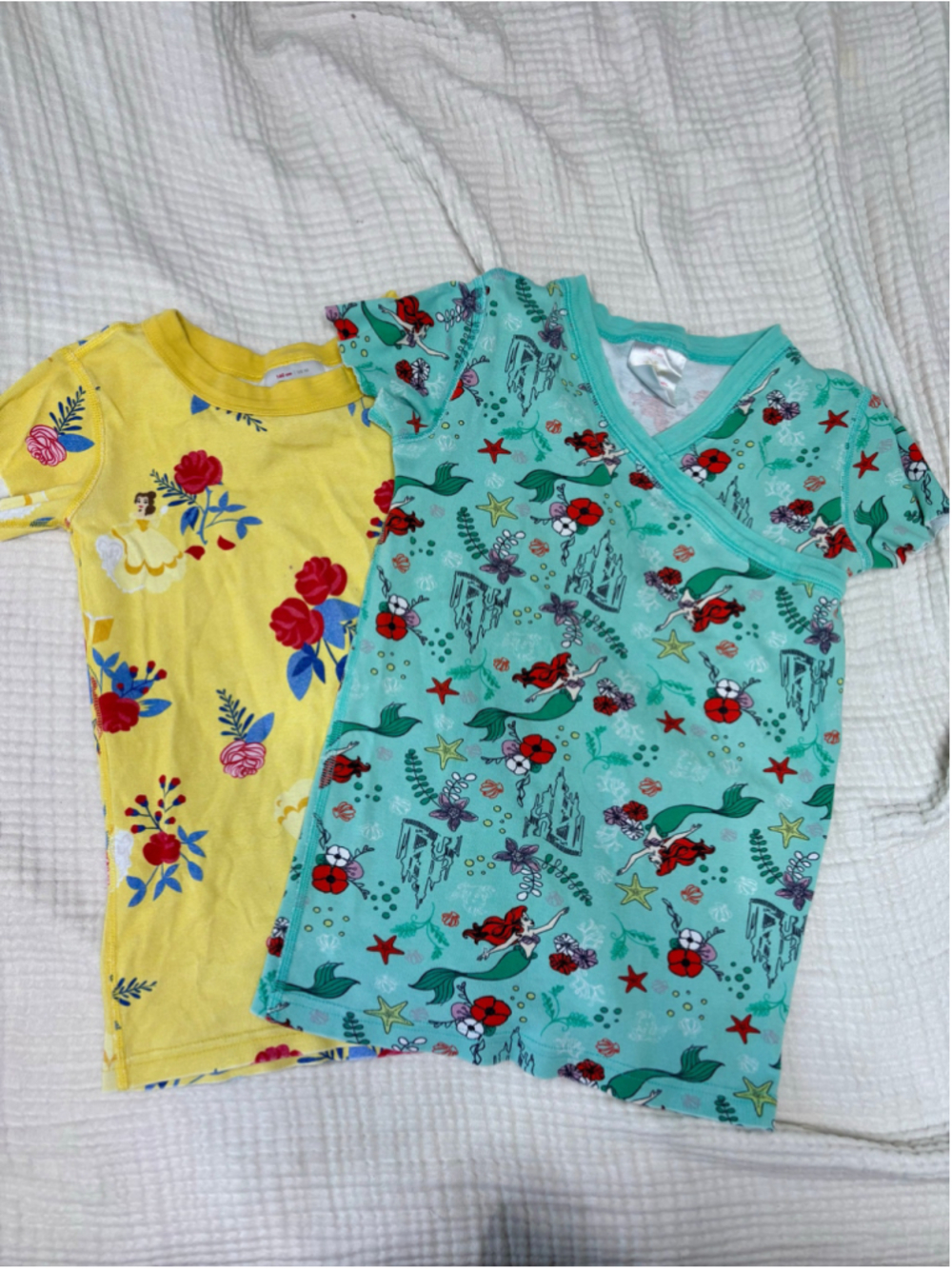 Girls Hanna Andersson Disney Belle Ariel Pajama Top bundle Size 10 12 Cotton